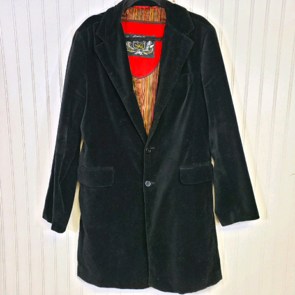 Mens Black Velvet Overcoat